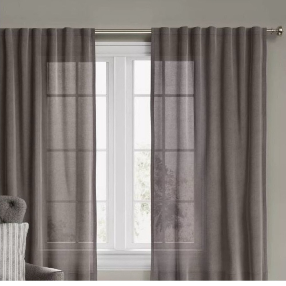 FOUR Gray Linen tab Curtain Threshold 84 x 54 bundle